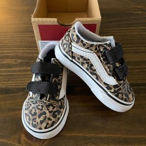 New Vans Old Skool V Leopard Print Sneakers Baby Size 4.5